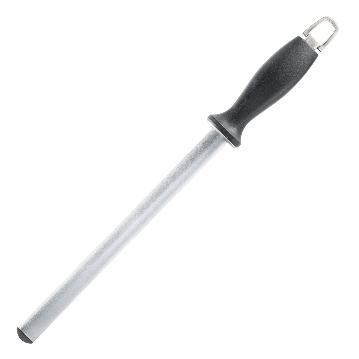 Restaurantware 7.8 x 2 inch Knife Sharpener, 1 Heavy-Duty Knife Sharpening Tool - Manual Tabletop Design, Diamond Edge, Black Stainless Steel