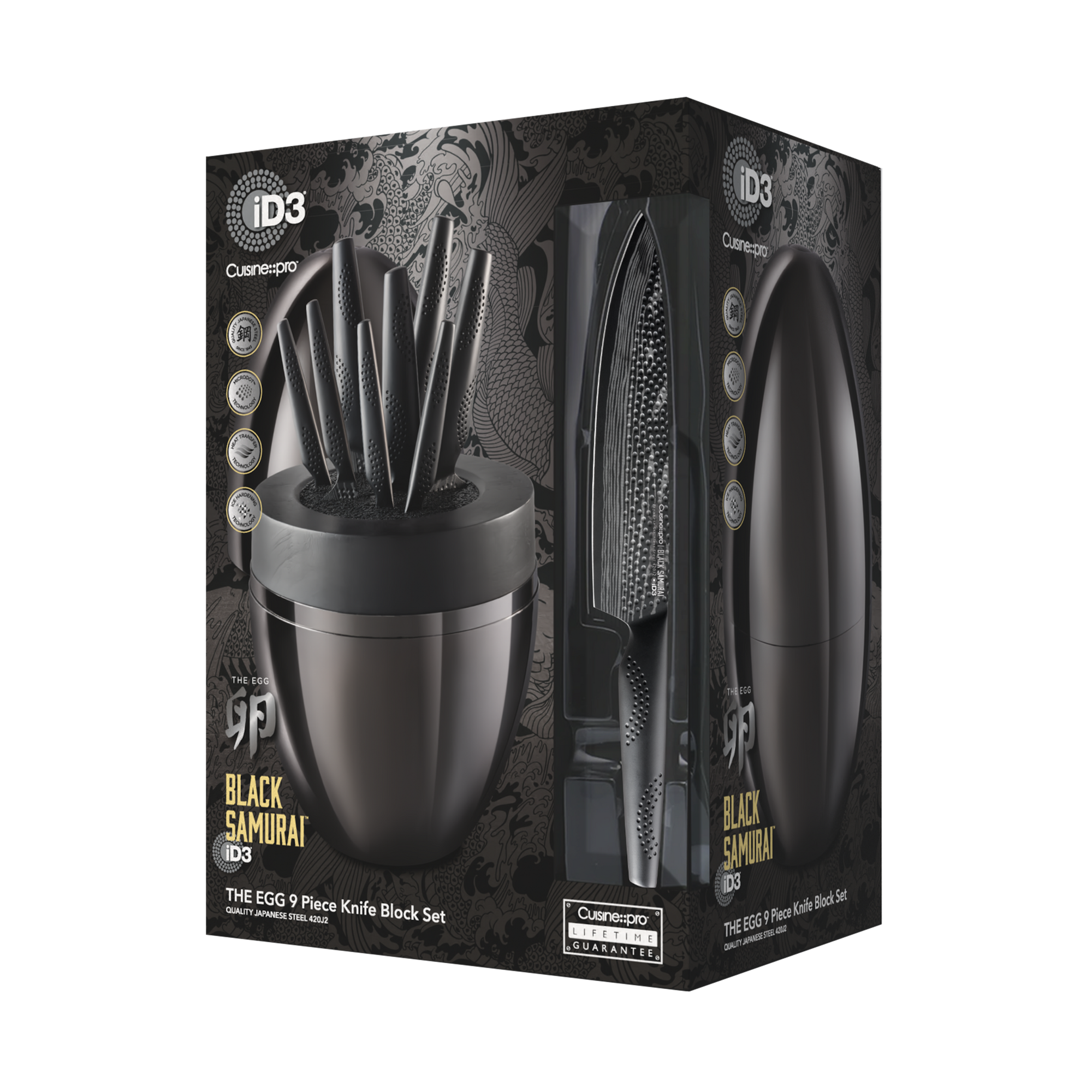 Cuisine::pro® iD3® BLACK SAMURAI THE EGG 9 Piece Knife Block