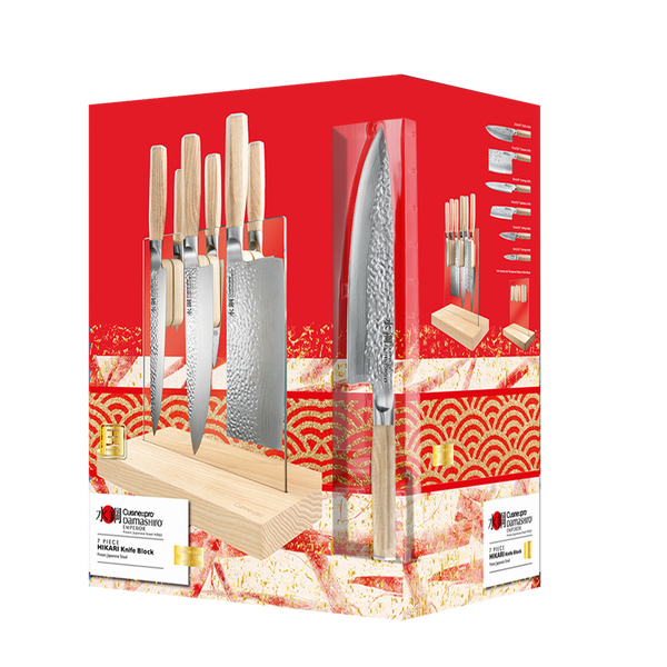 Cuisine::pro® Damashiro EMPEROR®  Hikari Knife Block 7 Piece Ash