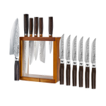 Cuisine::pro® Damashiro EMPEROR®  Mokuzai Knife Block 7 Piece with Bonus 6 piece Damashiro EMPEROR®  Steak Knives