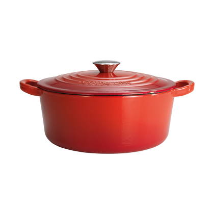 Cuisine::pro® LE CONNOISSEUR™ 6.6 Qt. Round French Oven in vibrant red for superior cooking.