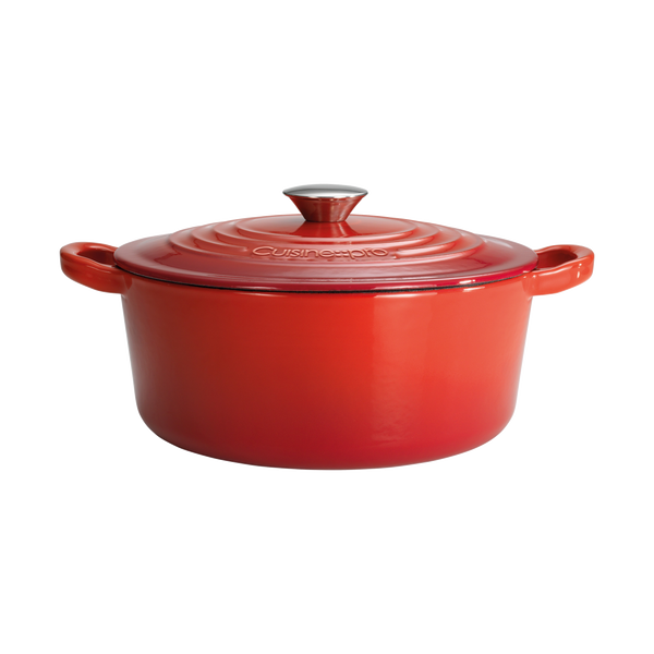 Cuisine::pro® LE CONNOISSEUR™ 6.6 Qt. Round French Oven in vibrant red for superior cooking.