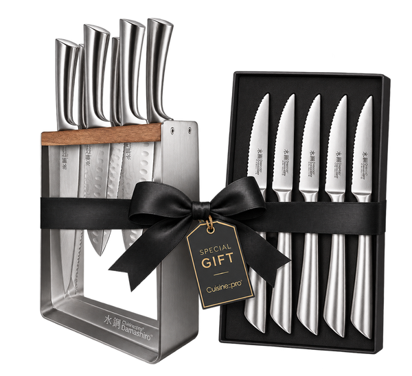 Cuisine::pro® Damashiro® Kinzoku 7-Piece Knife Block + 4 Bonus Steak Knives