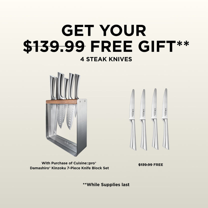 Cuisine::pro® Damashiro® Kinzoku 7-Piece Knife Block + 4 Bonus Steak Knives