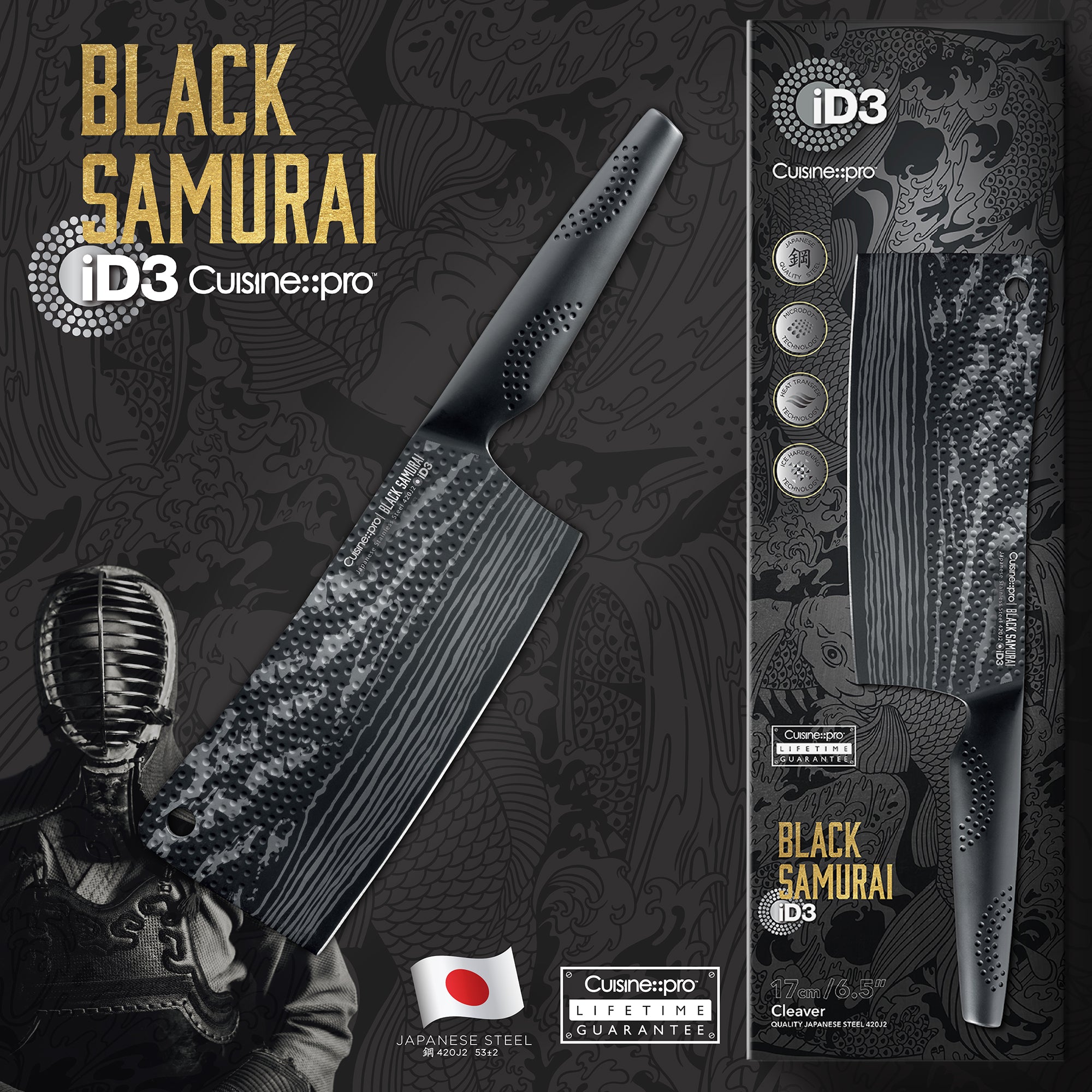 Cuisine::pro ID3 Black Samurai 6.5 in. Cleaver Knife