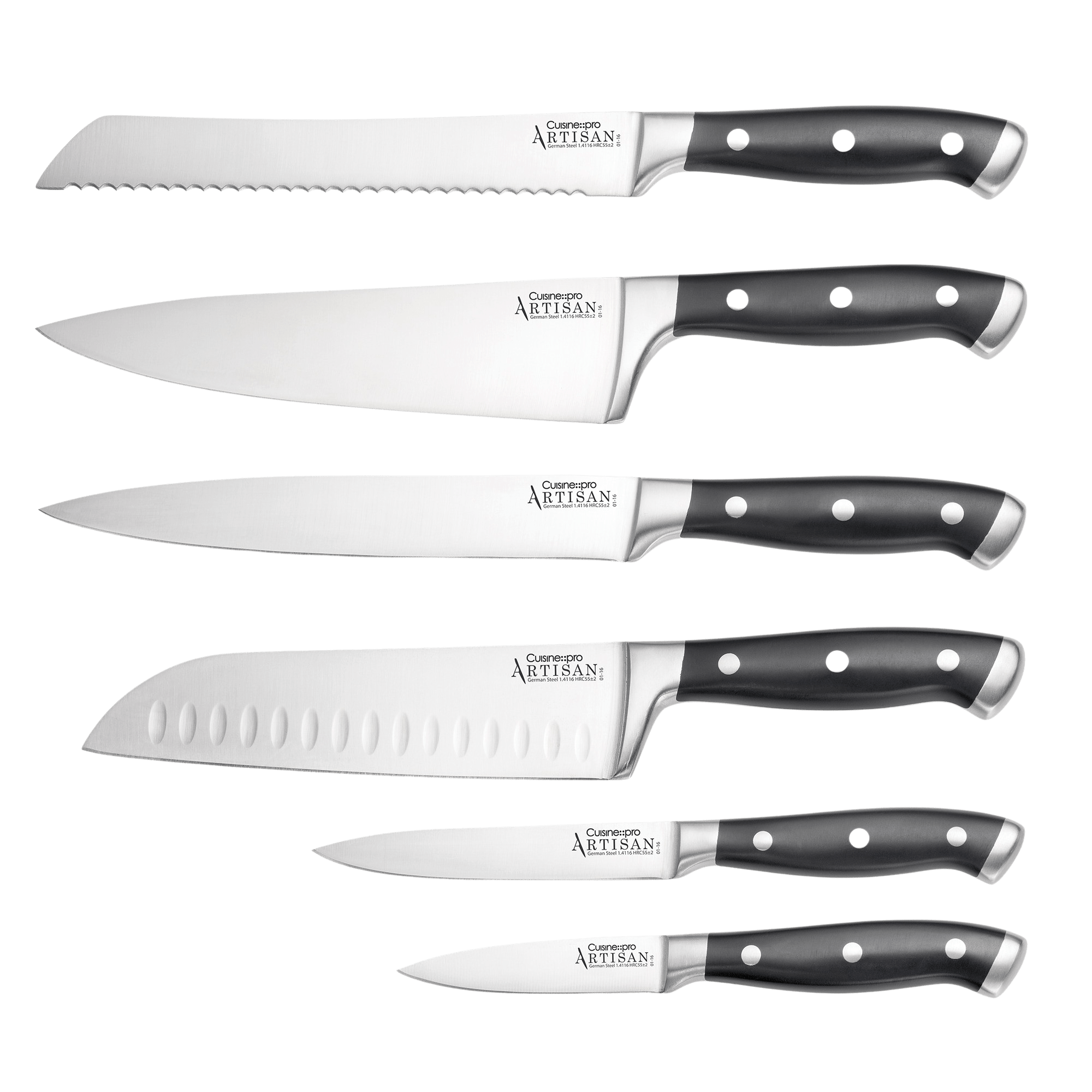 Kitchen Knife Set, German Stainless Steel Knife Block Set, 6 pcs