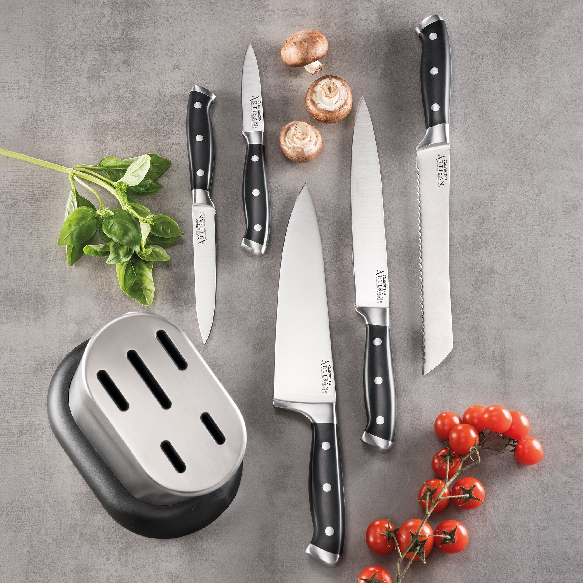 Cucina Napoli 6 Piece Stainless Professional Knife Set, Made in USA!